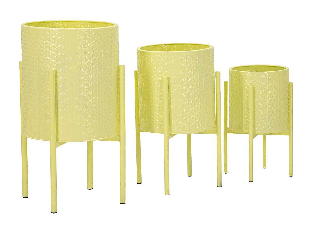 Conjunto de 3 Vasos para Plantas MF424, Amarelo, 36x36x56,5 cm, Seven Design
