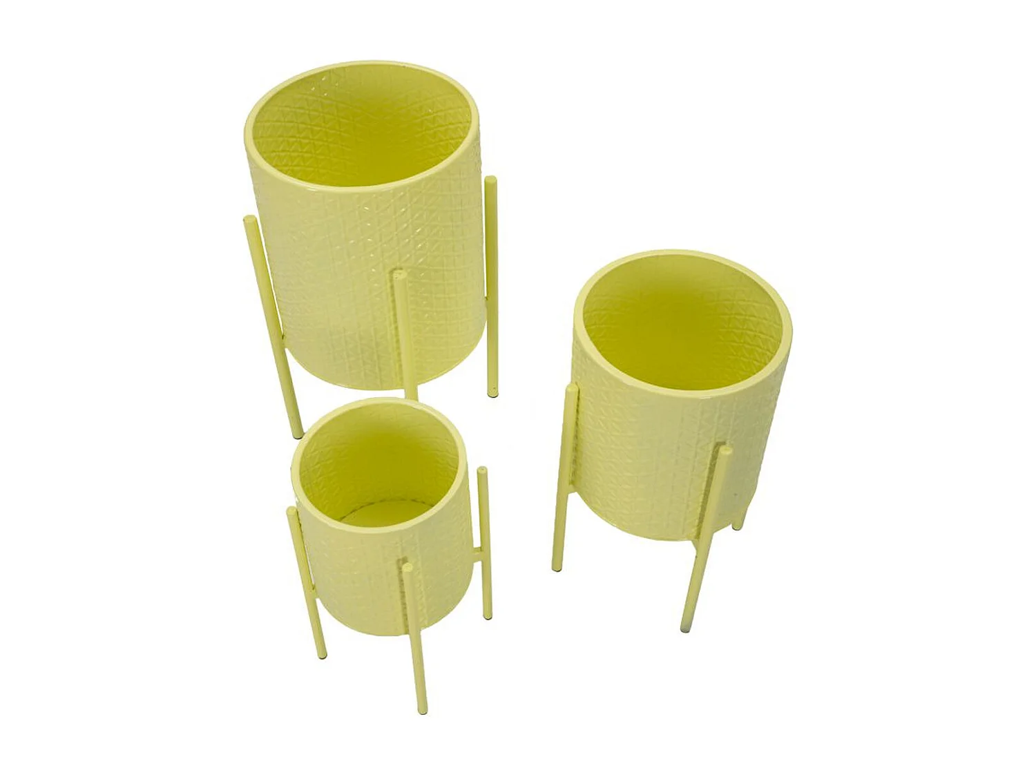 Conjunto de 3 Vasos para Plantas MF424, Amarelo, 36x36x56,5 cm, Seven Design