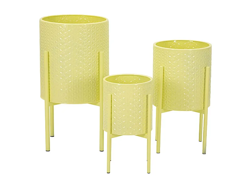 Zestaw 3 doniczek MF424, Żółty, 36x36x56,5 cm, Seven Design