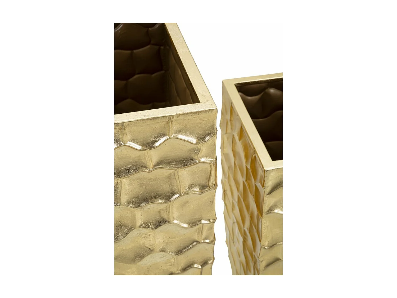 Lot de 3 Pots Décoratifs MF421, Or, 38x38x94 cm, Seven Design