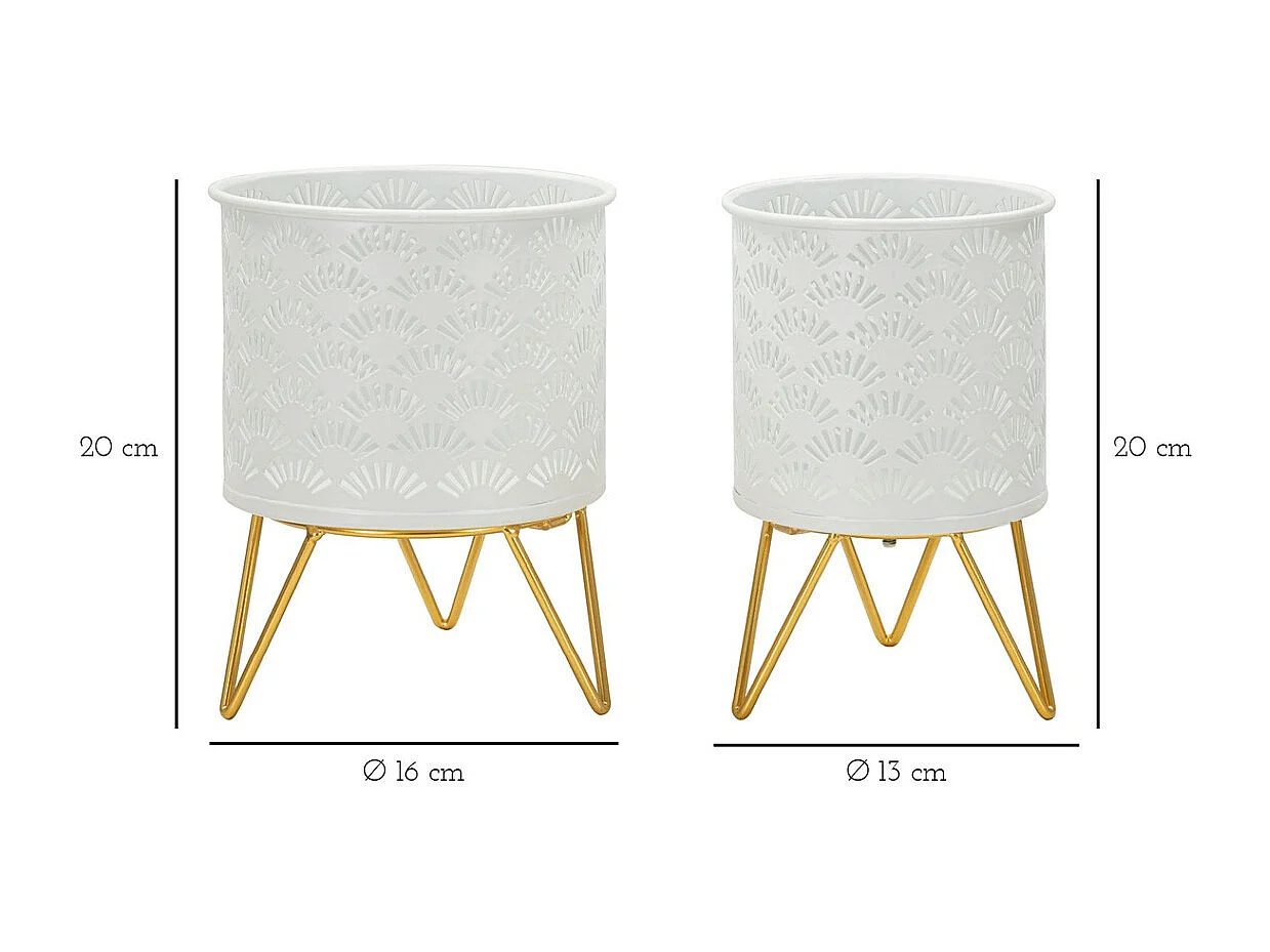 Lot de 2 Cache Pots MF412, Or, 16x16x20 cm, Seven Design