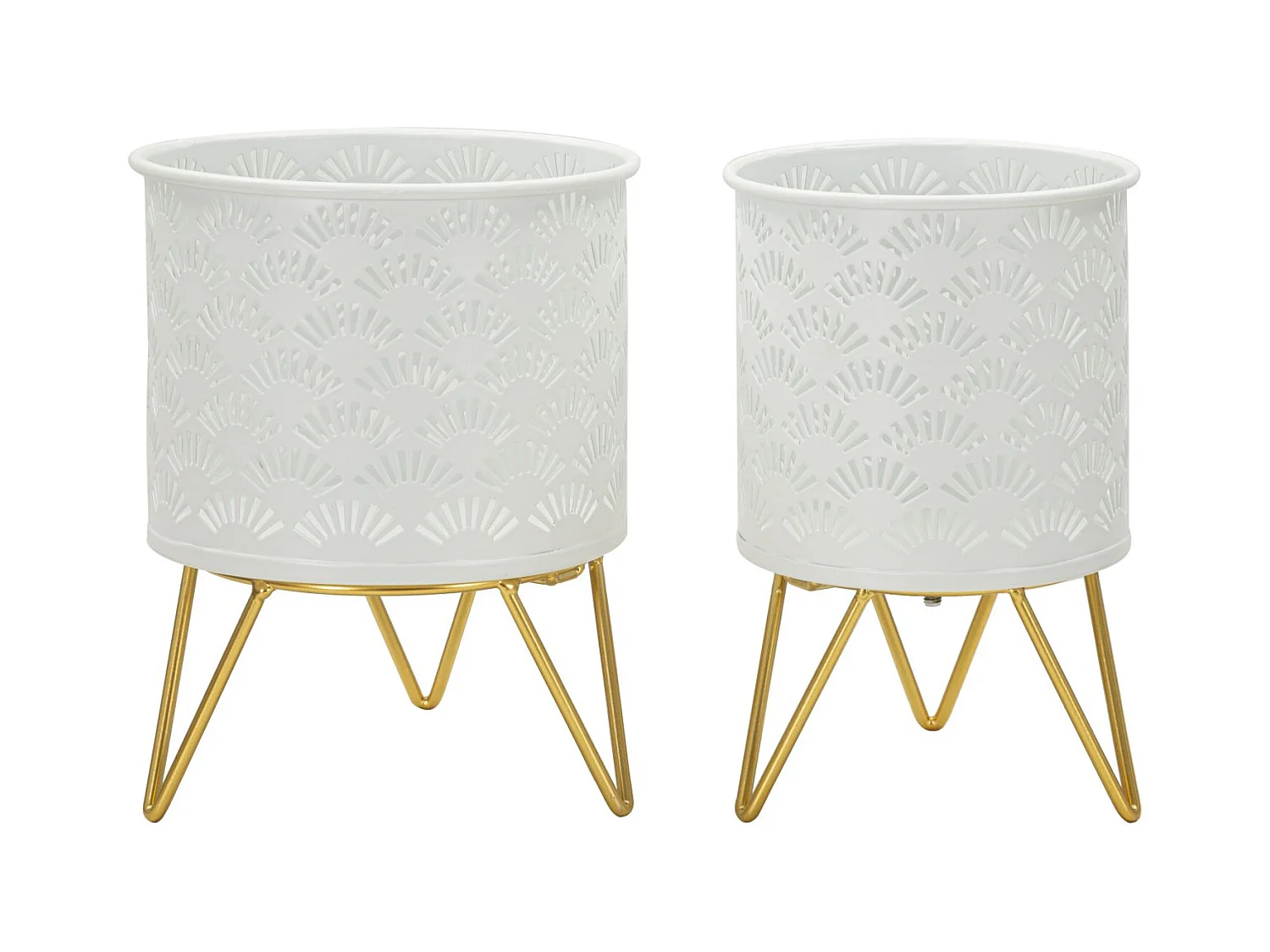 Lot de 2 Cache Pots MF412, Or, 16x16x20 cm, Epikasa
