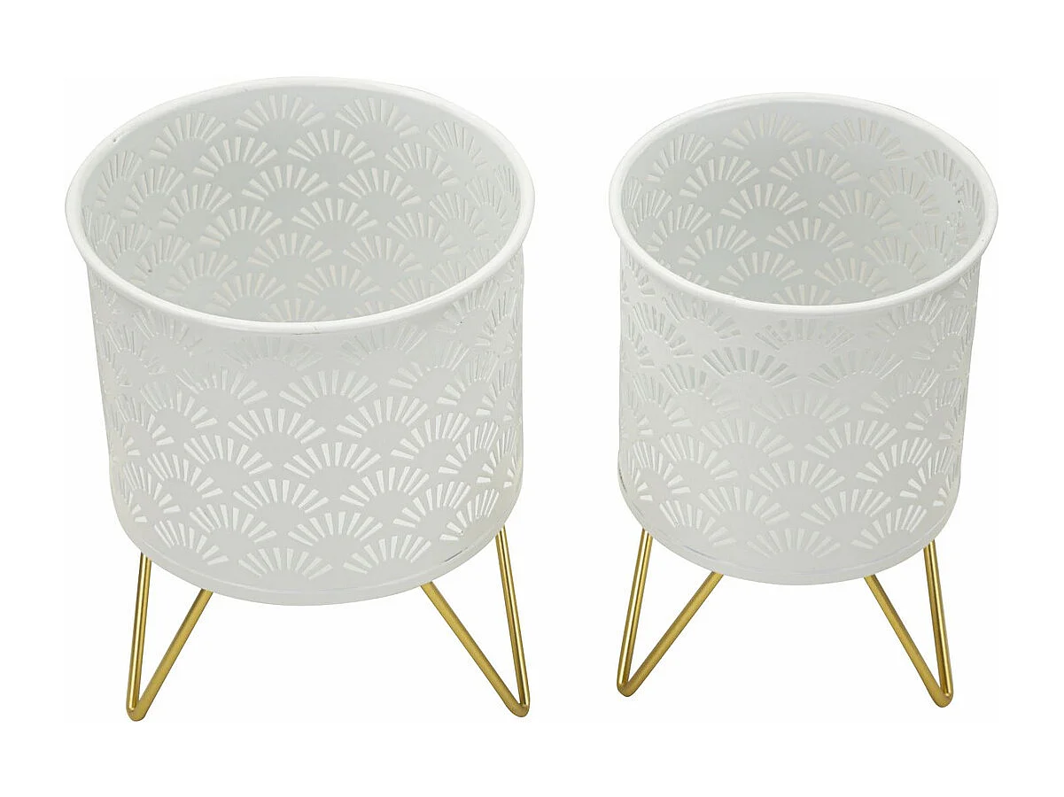 Lot de 2 Cache Pots MF412, Or, 16x16x20 cm, Seven Design
