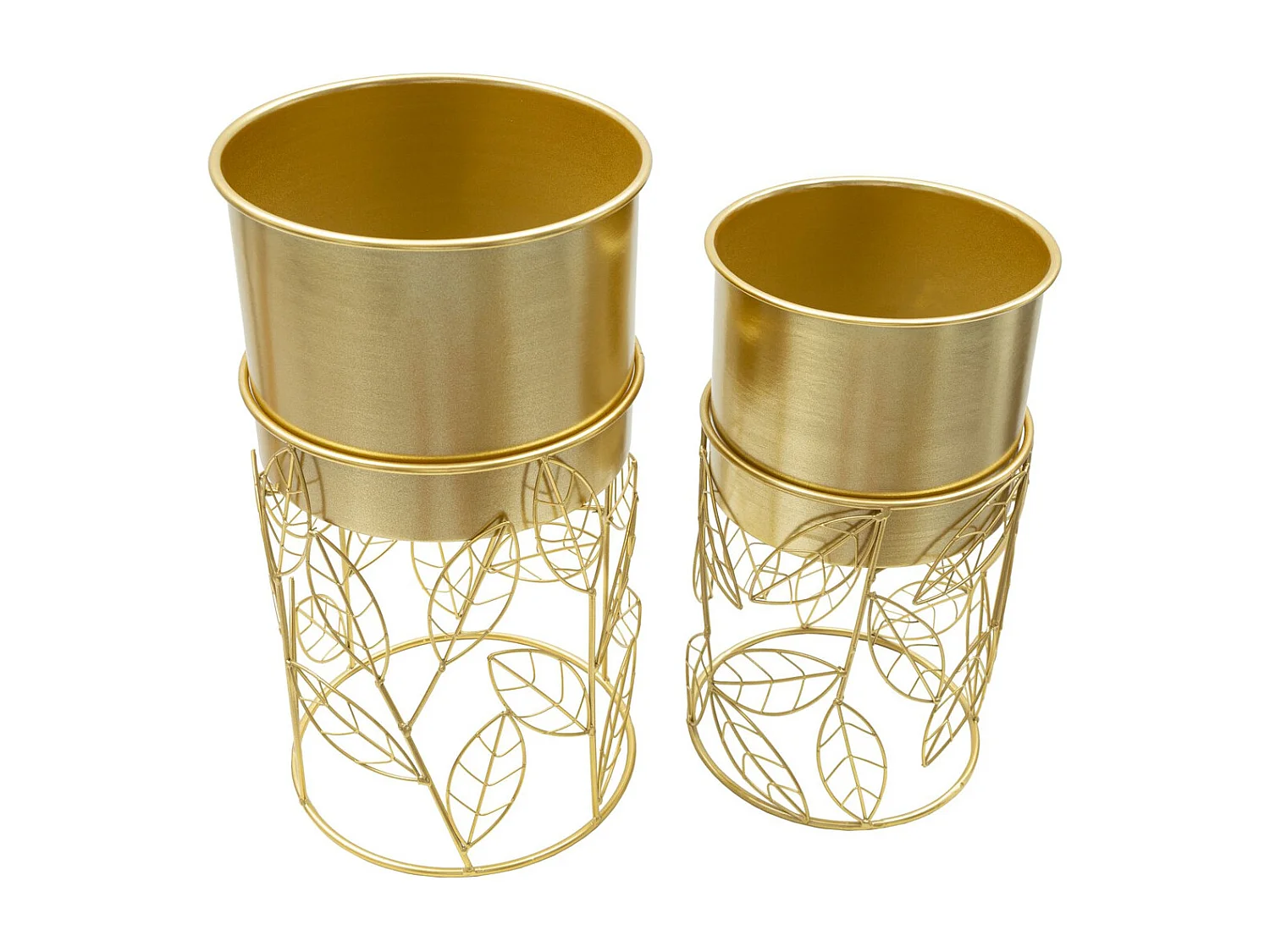 Lot de 2 Cache Pots MF393, Or, 23x23x43 cm, Seven Design
