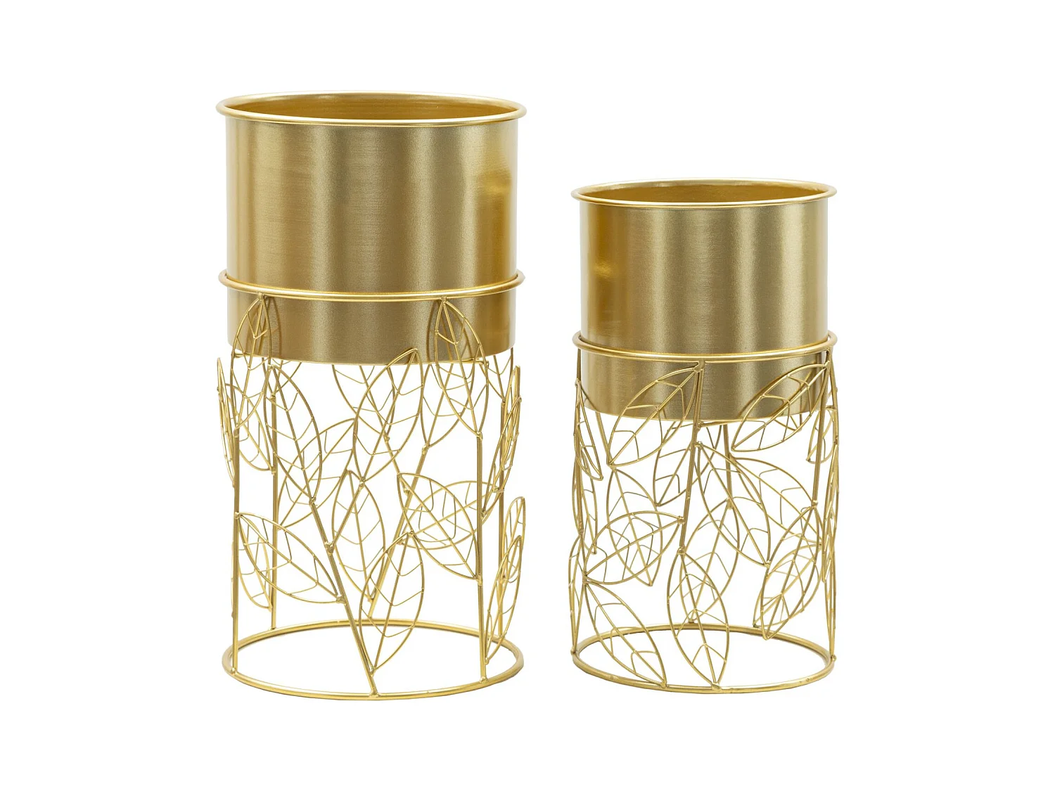 Lot de 2 Cache Pots MF393, Or, 23x23x43 cm, Epikasa