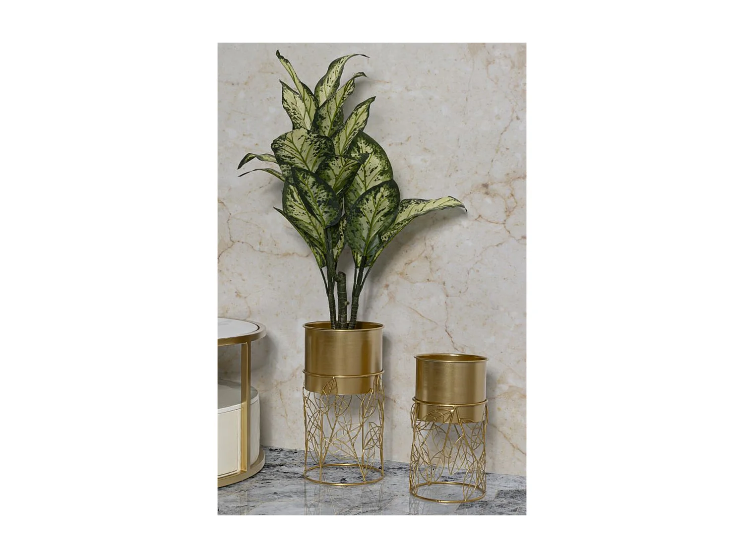 Lot de 2 Cache Pots MF393, Or, 23x23x43 cm, Seven Design