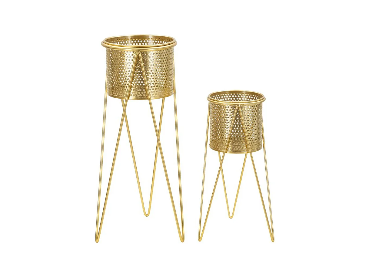 Lot de 2 Cache Pots MF404, Or, 21x20x46 cm, Epikasa