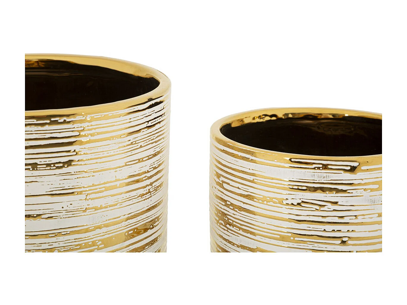 Lot de 2 Pots Décoratifs MF387, Or, 23x23x24 cm, Seven Design