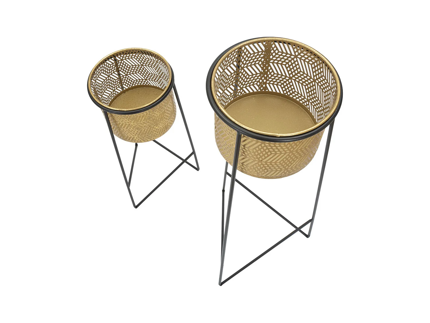 Lot de 2 Cache Pots MF395, Or, 37x37x76 cm, Seven Design