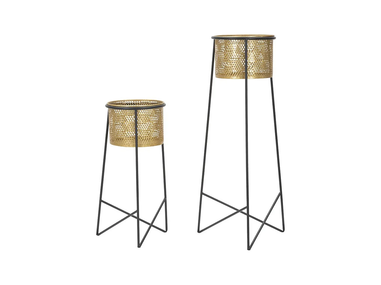 Lot de 2 Cache Pots MF395, Or, 37x37x76 cm, Epikasa