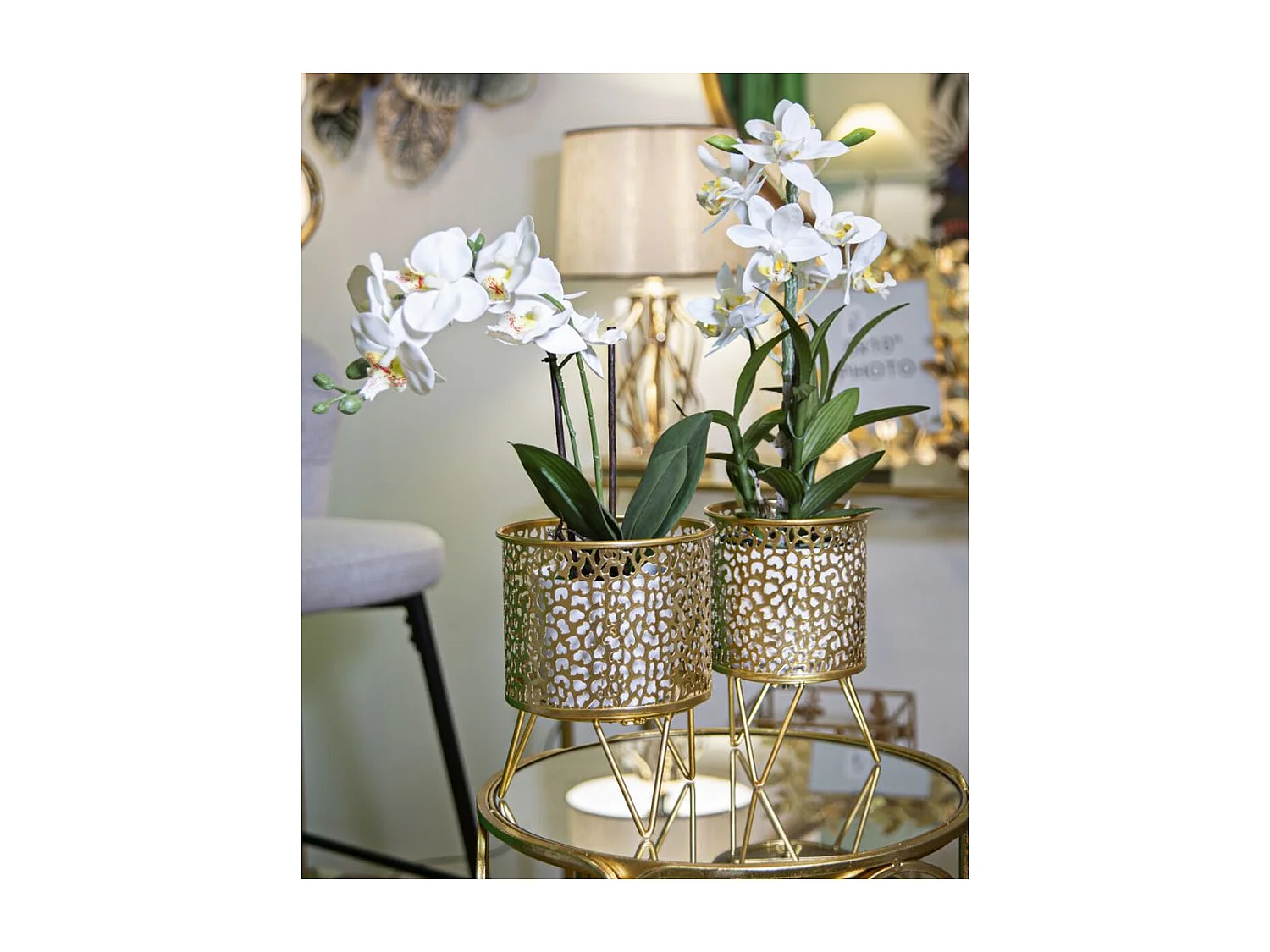 Lot de 2 Cache Pots MF415, Or, 16x16x20 cm, Seven Design