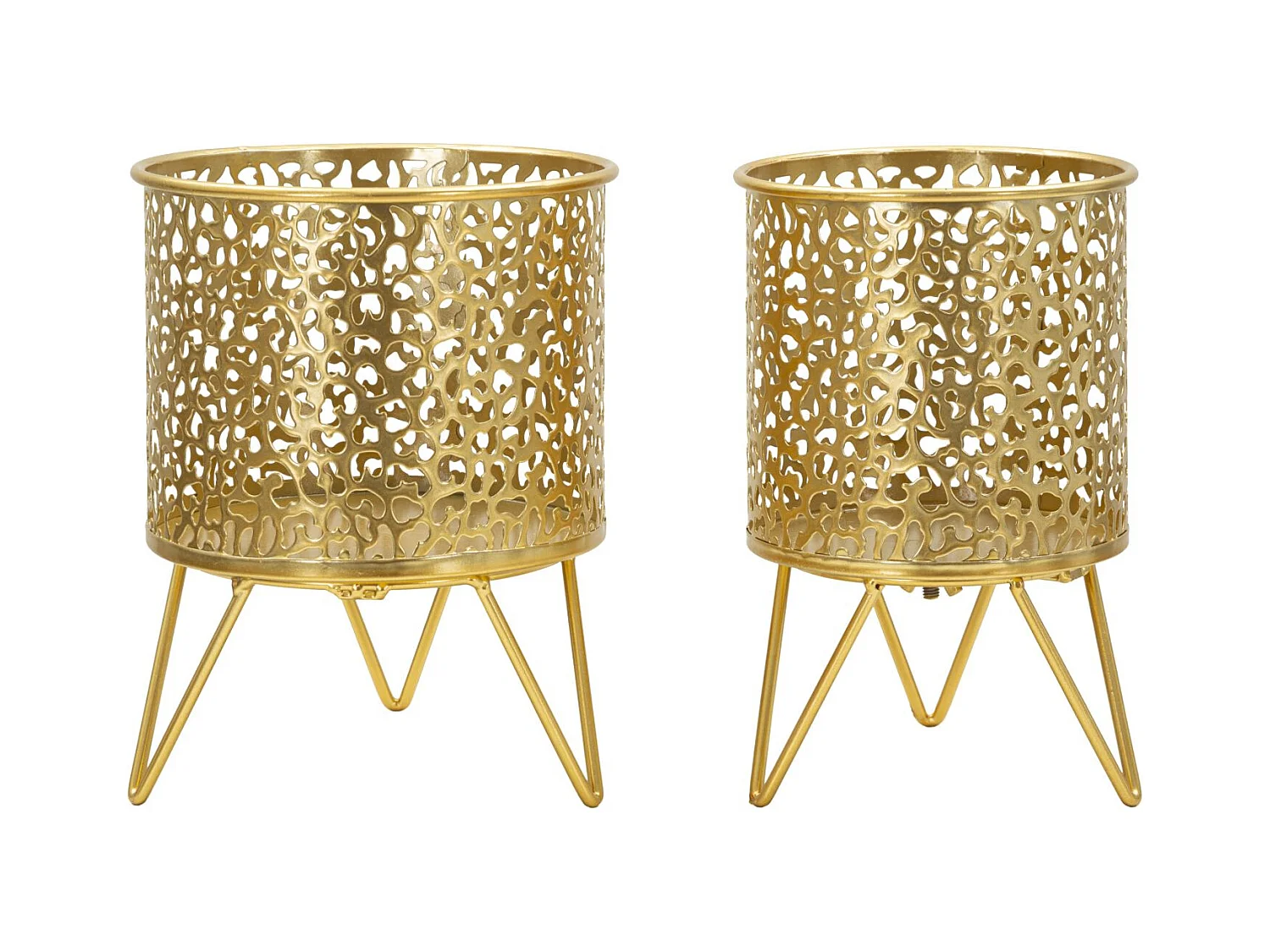 Lot de 2 Cache Pots MF415, Or, 16x16x20 cm, Epikasa