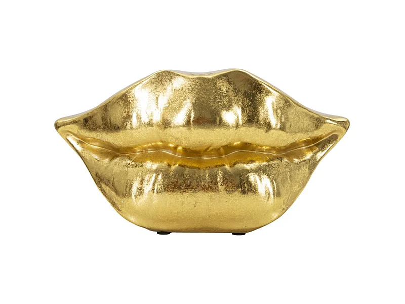 Vase Décoratif Bouche, Or, 23x8x12 cm, Seven Design