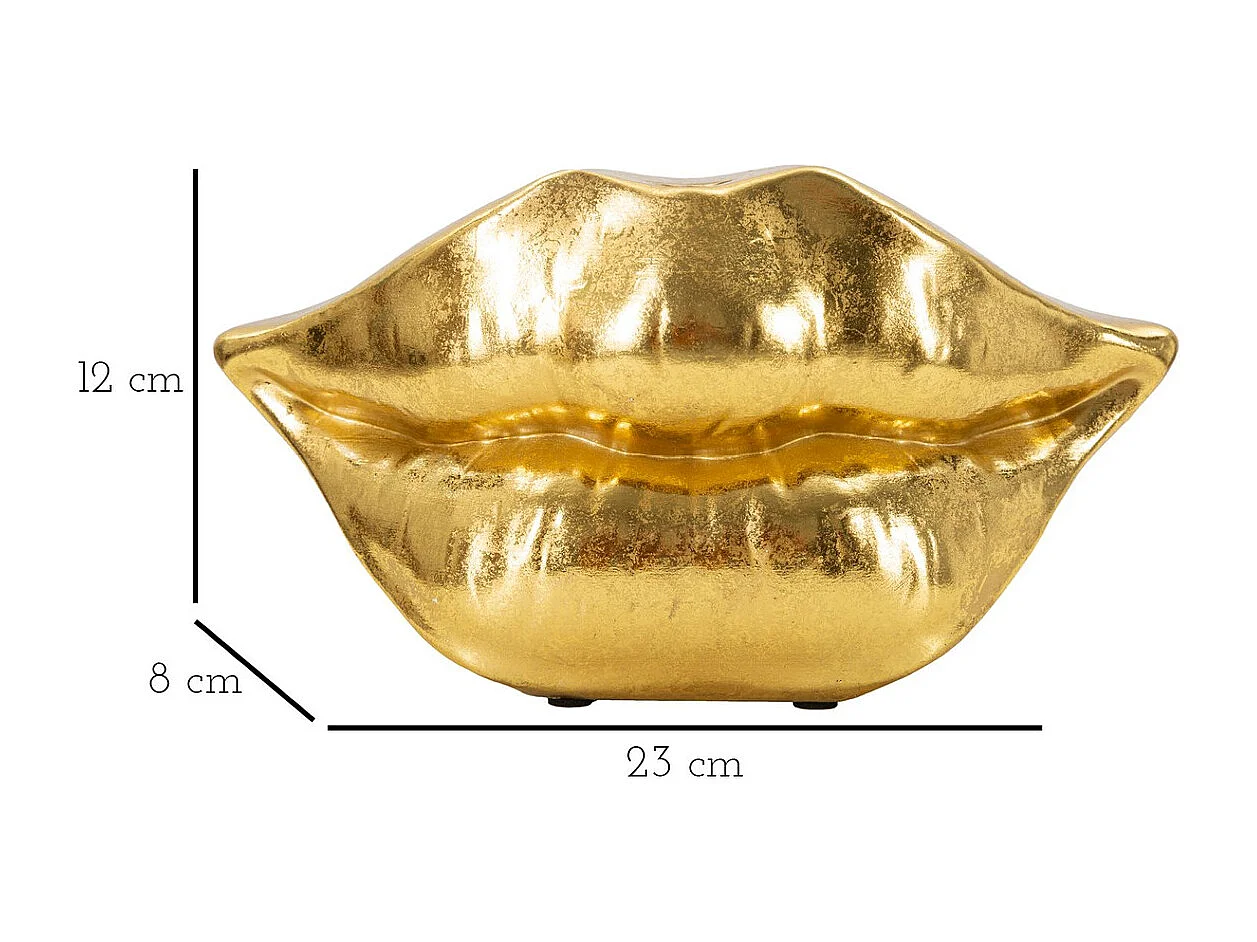 Vase Décoratif Bouche, Or, 23x8x12 cm, Seven Design