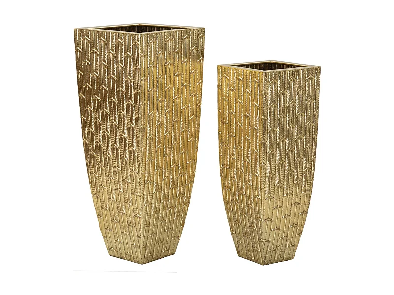Conjunto de 2 Jarras Decorativas MF388, Ouro, 40x40x99 cm, Seven Design