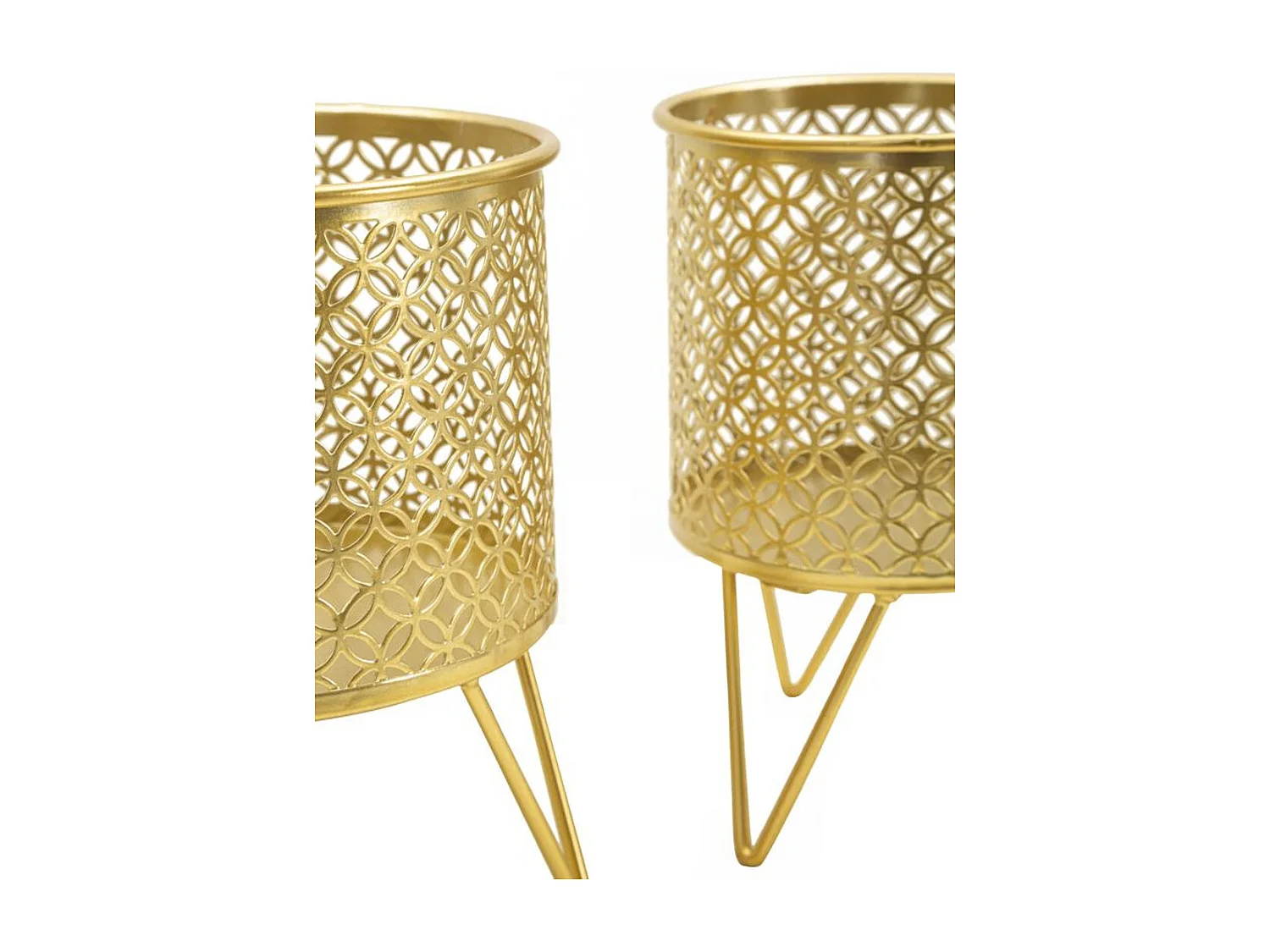 Lot de 2 Cache Pots MF413, Or, 16x16x20 cm, Seven Design