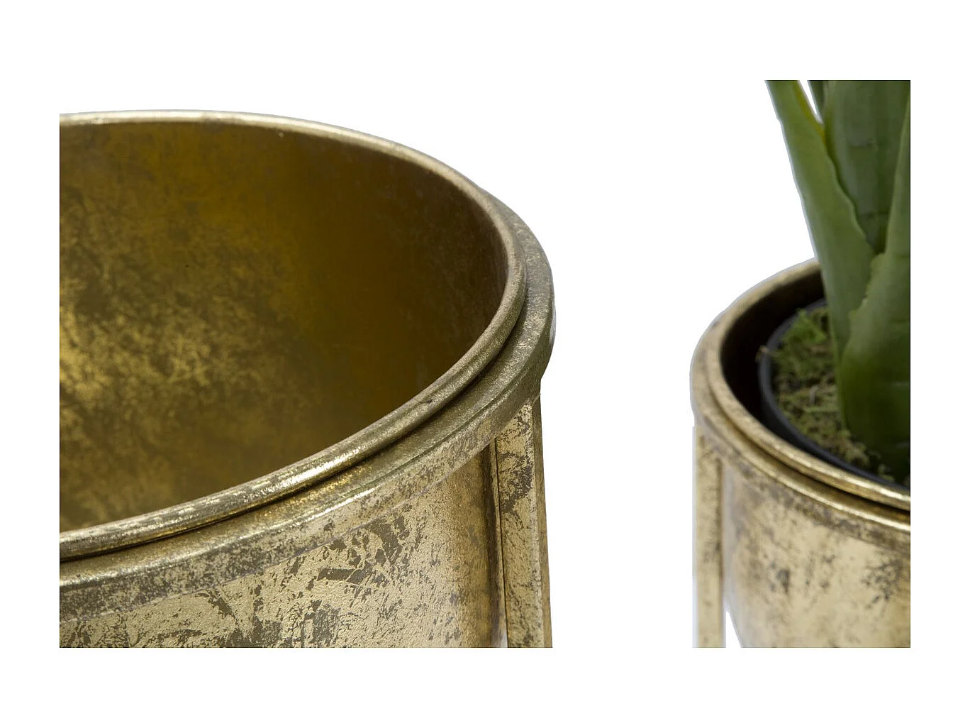 Lot de 2 Cache Pots MF402, Or, 27x27x62 cm, Seven Design