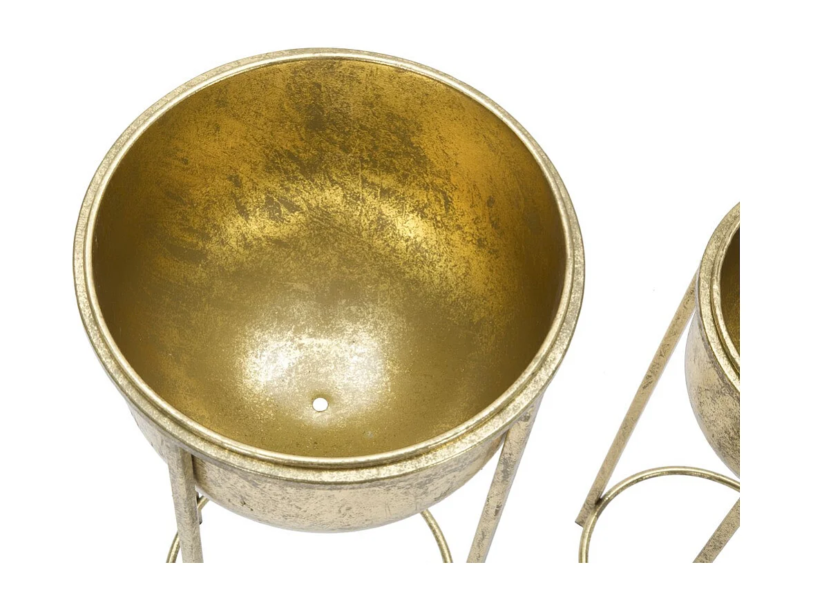 Lot de 2 Cache Pots MF402, Or, 27x27x62 cm, Seven Design