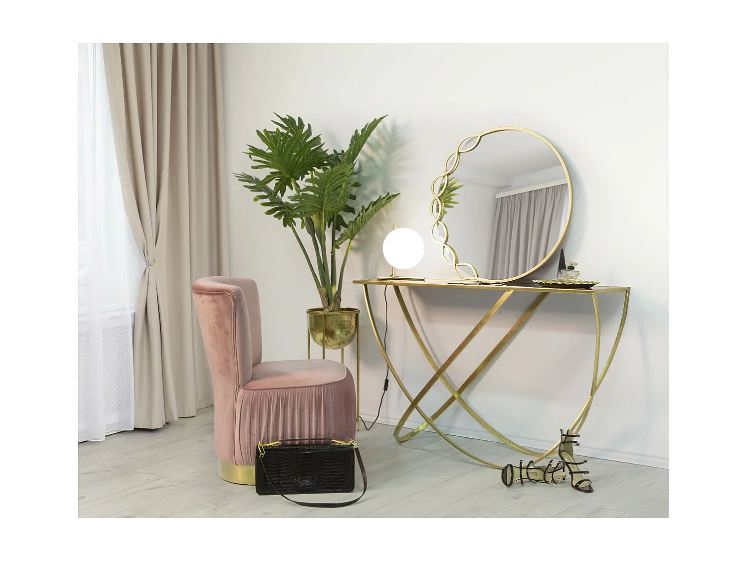 Lot de 2 Cache Pots MF402, Or, 27x27x62 cm, Seven Design