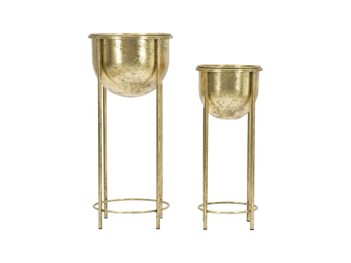 Lot de 2 Cache Pots MF402, Or, 27x27x62 cm, Epikasa