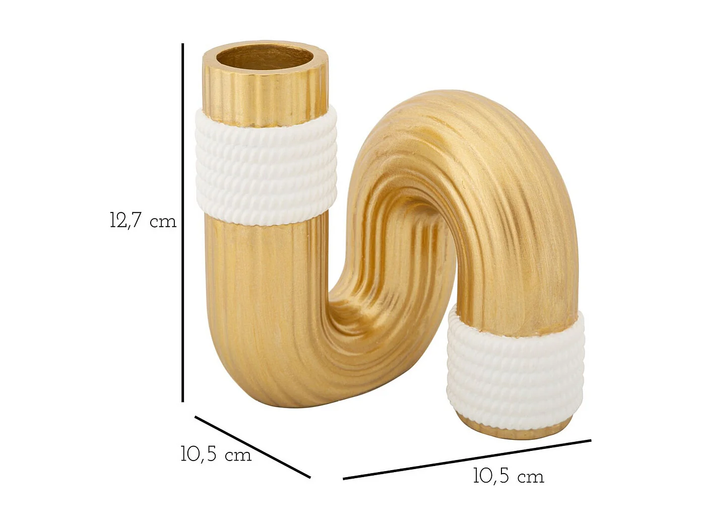 Vaso Decorativo Tubo 1, Ouro, 10,5x10,5x12,7 cm, Epikasa