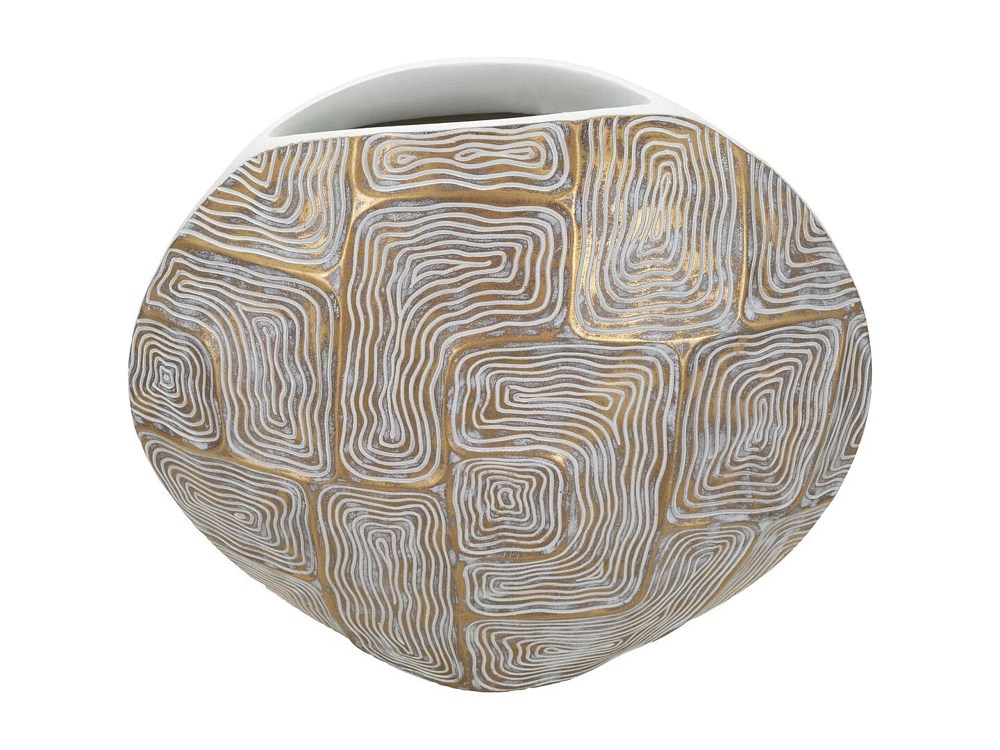 Vaso Decorativo MF681, Ouro, 36x11x34,5 cm, Seven Design