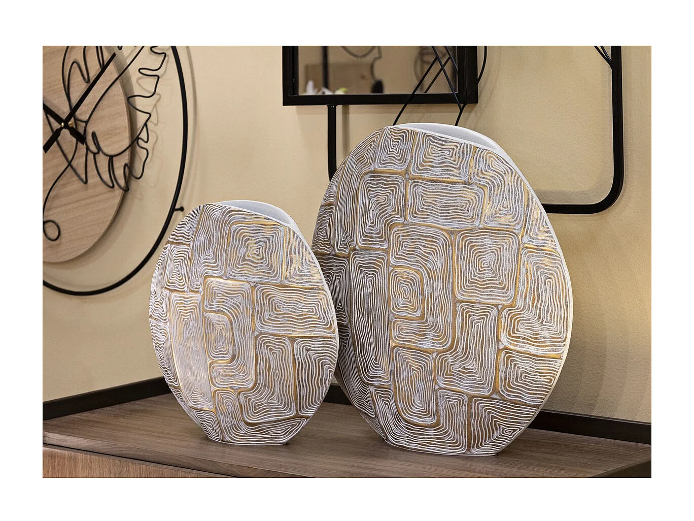 Vaso Decorativo MF681, Ouro, 36x11x34,5 cm, Seven Design