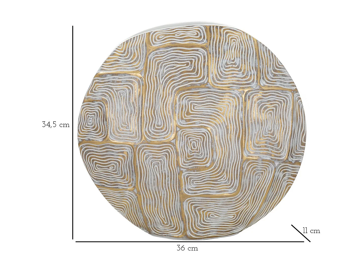 Vaso Decorativo MF681, Ouro, 36x11x34,5 cm, Seven Design