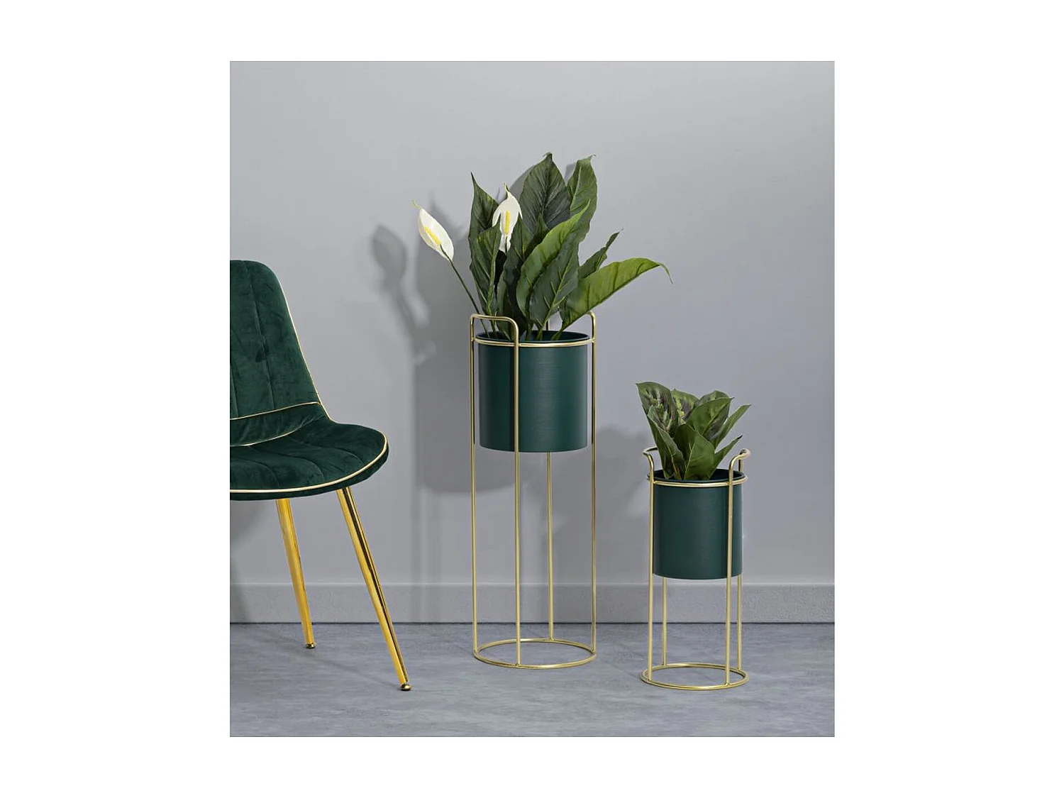 Zestaw 2 doniczek MF390, Zielony, 24x24x70 cm, Seven Design