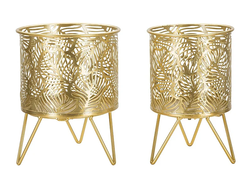 Lot de 2 Cache Pots MF414, Or, 16x16x20 cm, Seven Design