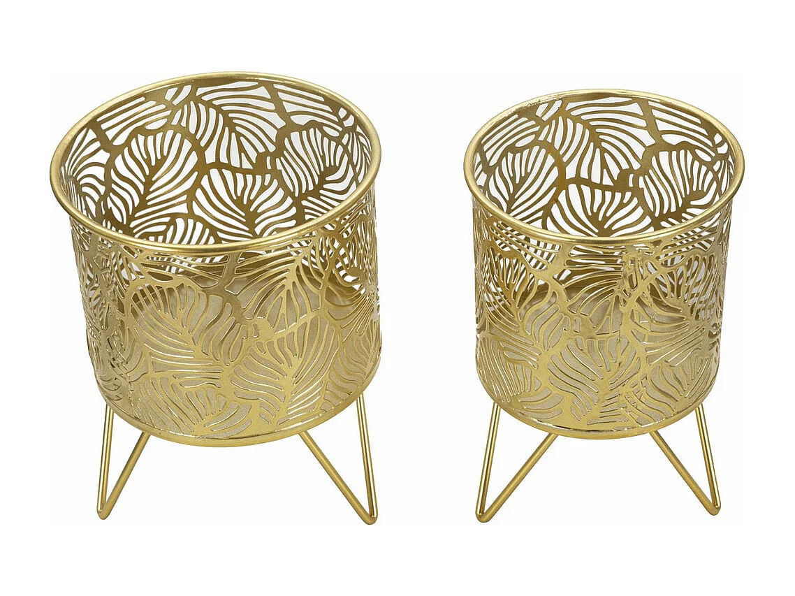 Lot de 2 Cache Pots MF414, Or, 16x16x20 cm, Seven Design