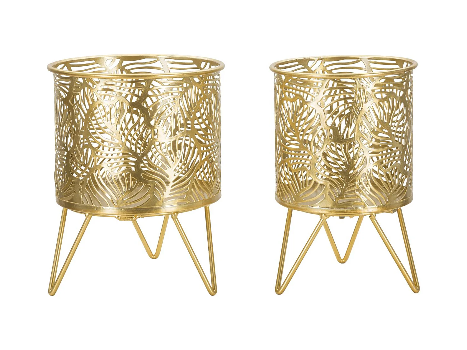 Lot de 2 Cache Pots MF414, Or, 16x16x20 cm, Epikasa