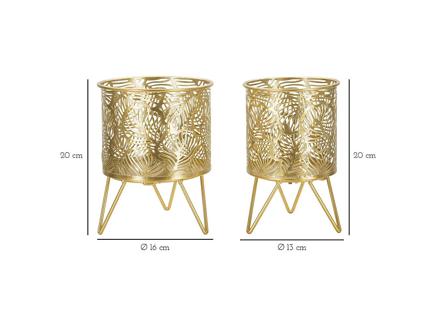 Set di 2 Vasi per Piante MF414, Oro, 16x16x20 cm, Epikasa