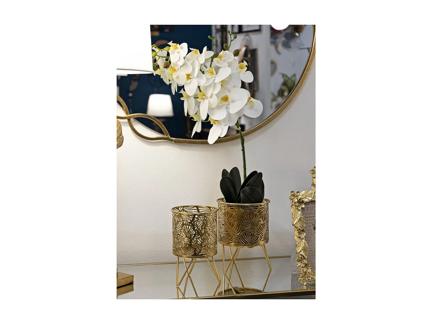 Set di 2 Vasi per Piante MF414, Oro, 16x16x20 cm, Epikasa