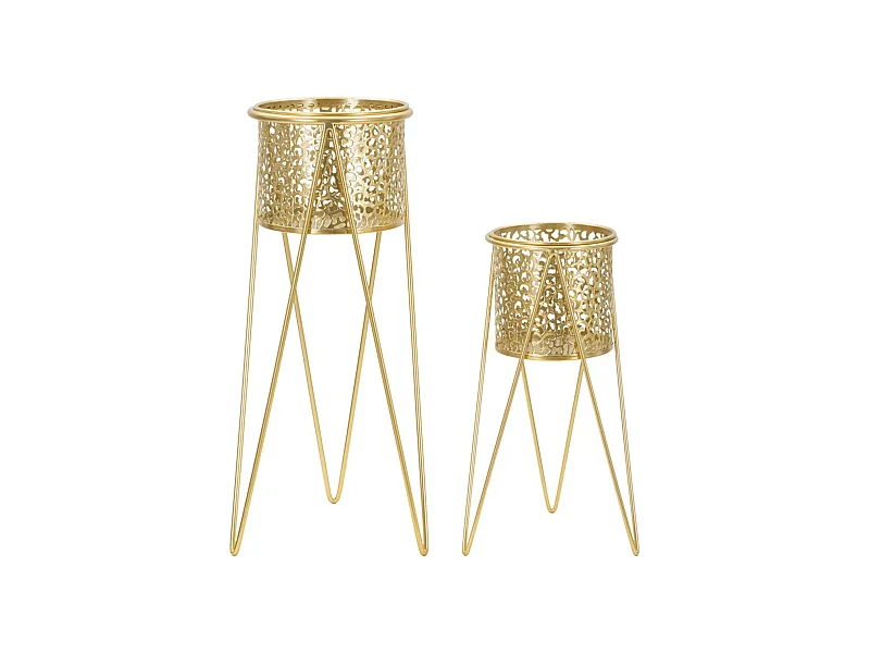 Conjunto de 2 Vasos para Plantas MF403, Ouro, 21x20x46 cm, Seven Design