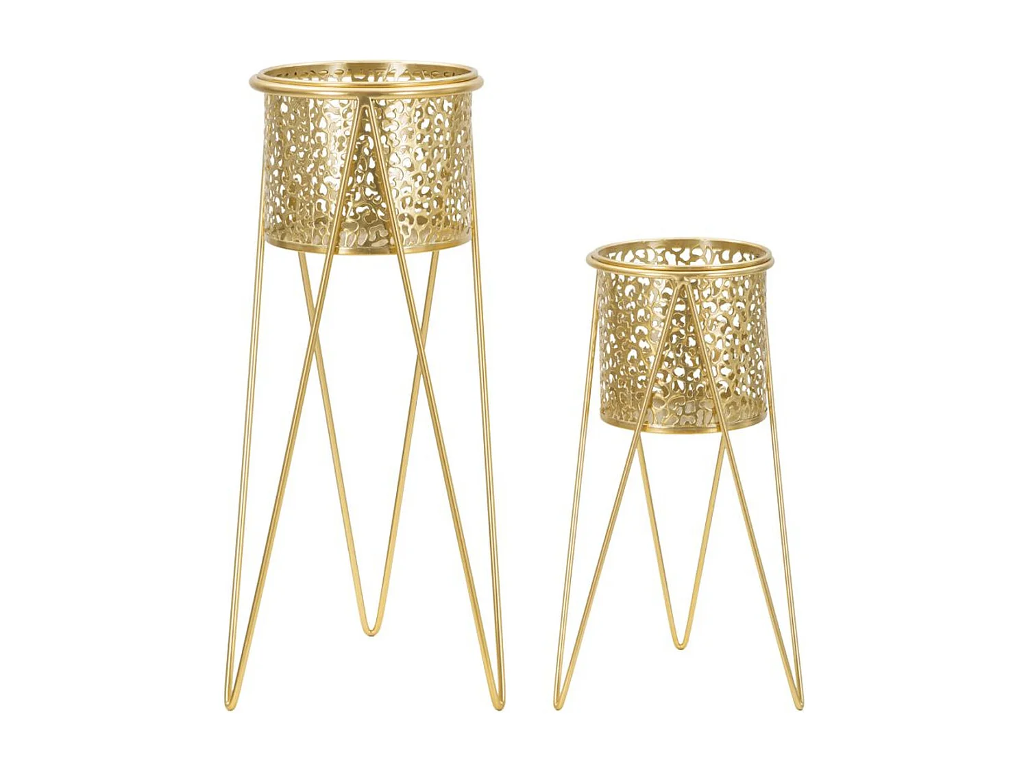 Lot de 2 Cache Pots MF403, Or, 21x20x46 cm, Seven Design