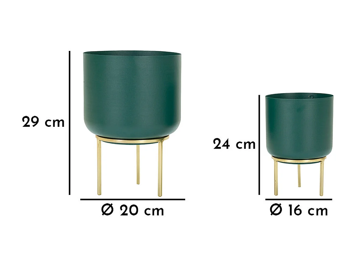 Lot de 2 Cache Pots MF401, Vert, 20x20x29 cm, Seven Design