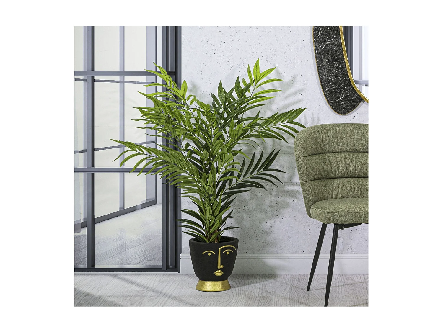 Vase Décoratif Visage 24, Noir, 25x25x25 cm, Seven Design