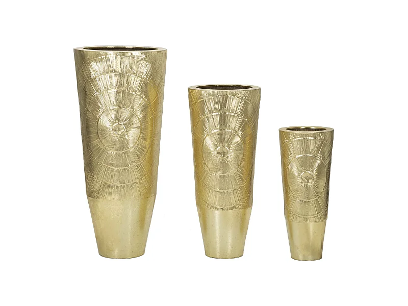 Set di 3 Vasi Decorativi MF418, Oro, 50,8x50,8x114,9 cm, Seven Design