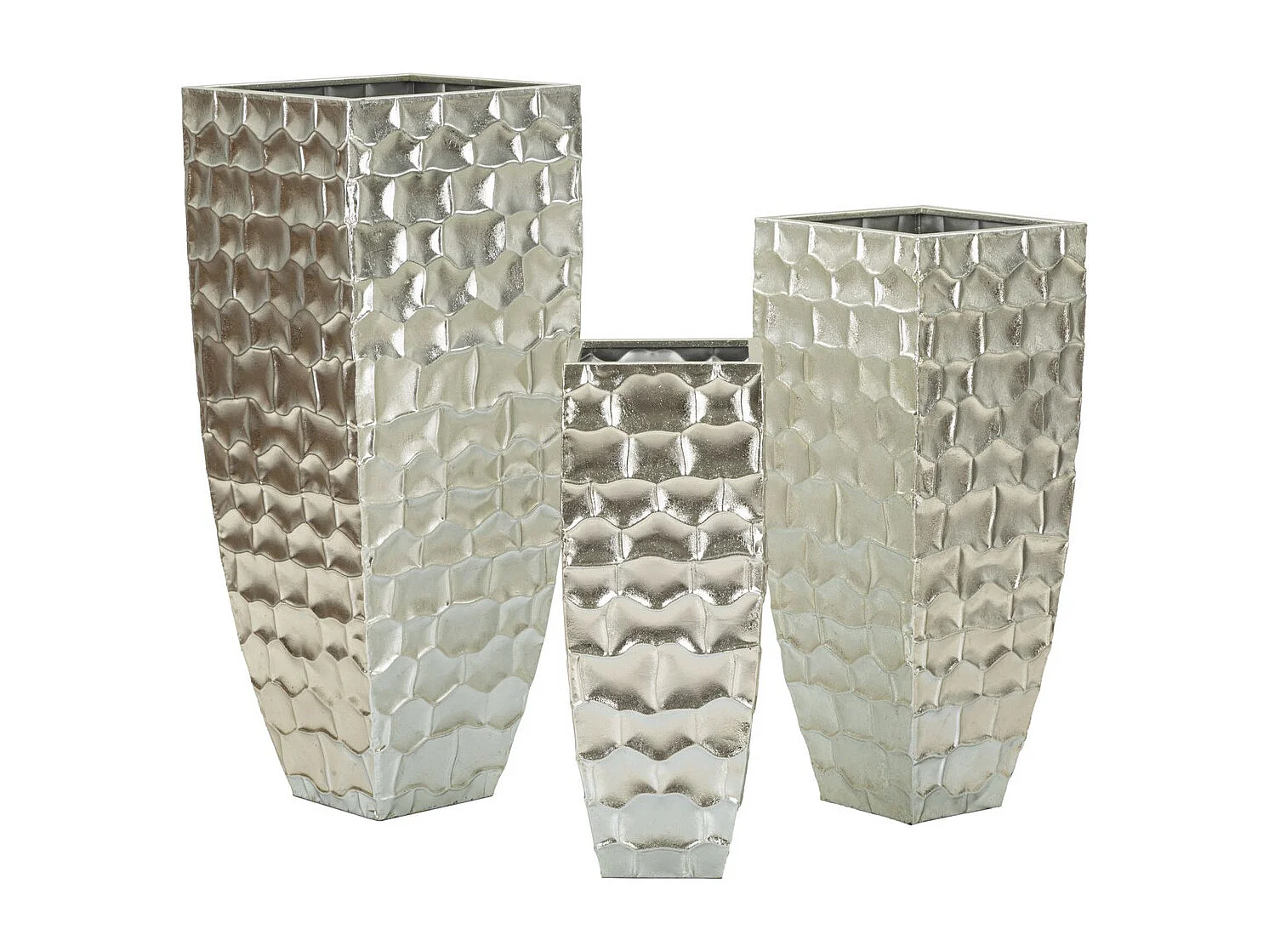 Lot de 3 Pots Décoratifs MF422, Argent, 38,1x38,1x90,8 cm, Seven Design