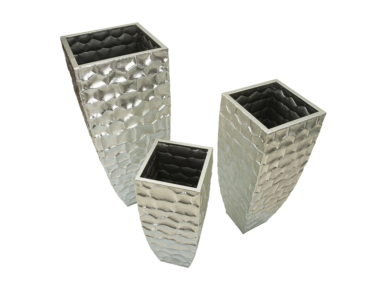 Lot de 3 Pots Décoratifs MF422, Argent, 38,1x38,1x90,8 cm, Seven Design