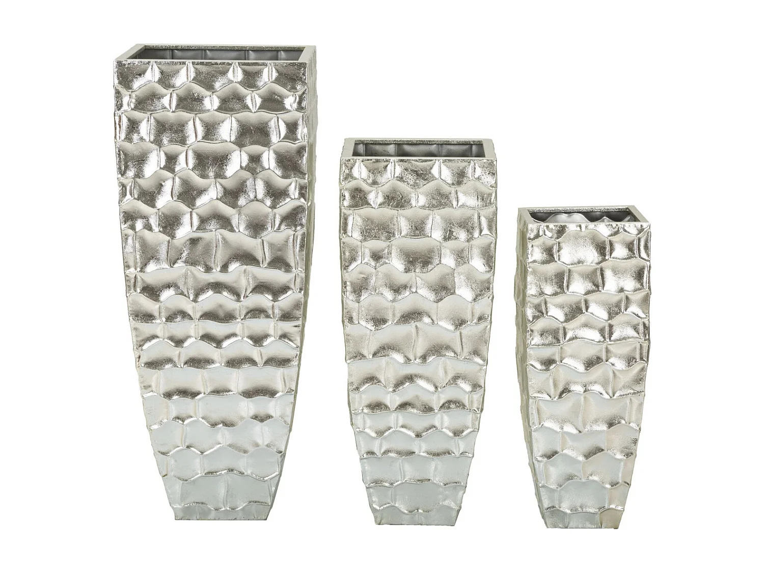 Lot de 3 Pots Décoratifs MF422, Argent, 38,1x38,1x90,8 cm, Seven Design