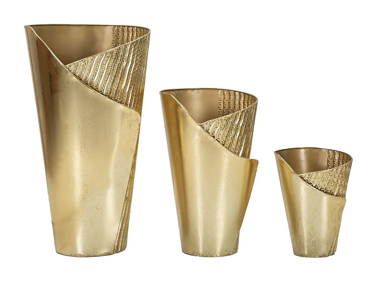 Lot de 3 Pots Décoratifs MF423, Or, 39x42x75 cm, Seven Design