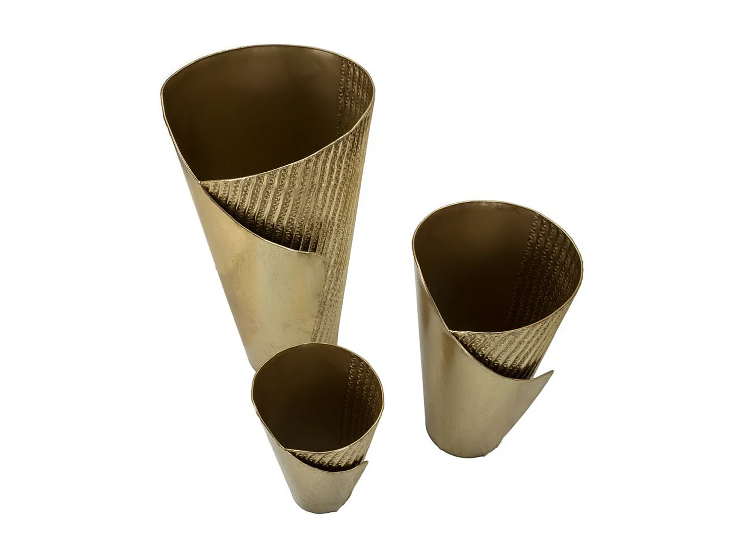 Lot de 3 Pots Décoratifs MF423, Or, 39x42x75 cm, Seven Design