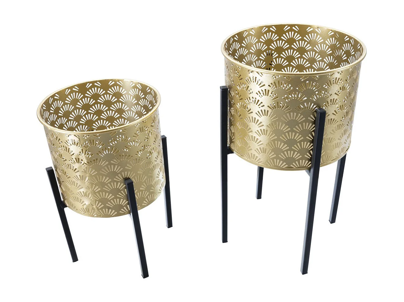 Lot de 2 Cache Pots MF400, Or, 21x21x38 cm, Seven Design