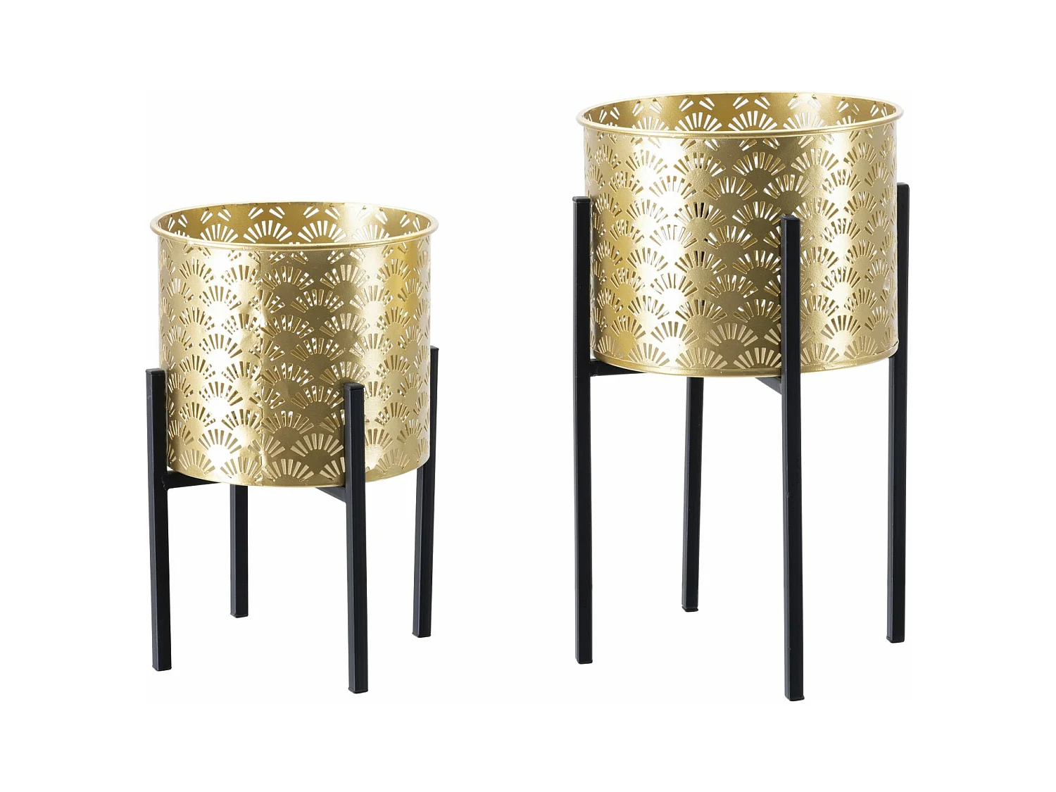 Lot de 2 Cache Pots MF400, Or, 21x21x38 cm, Epikasa