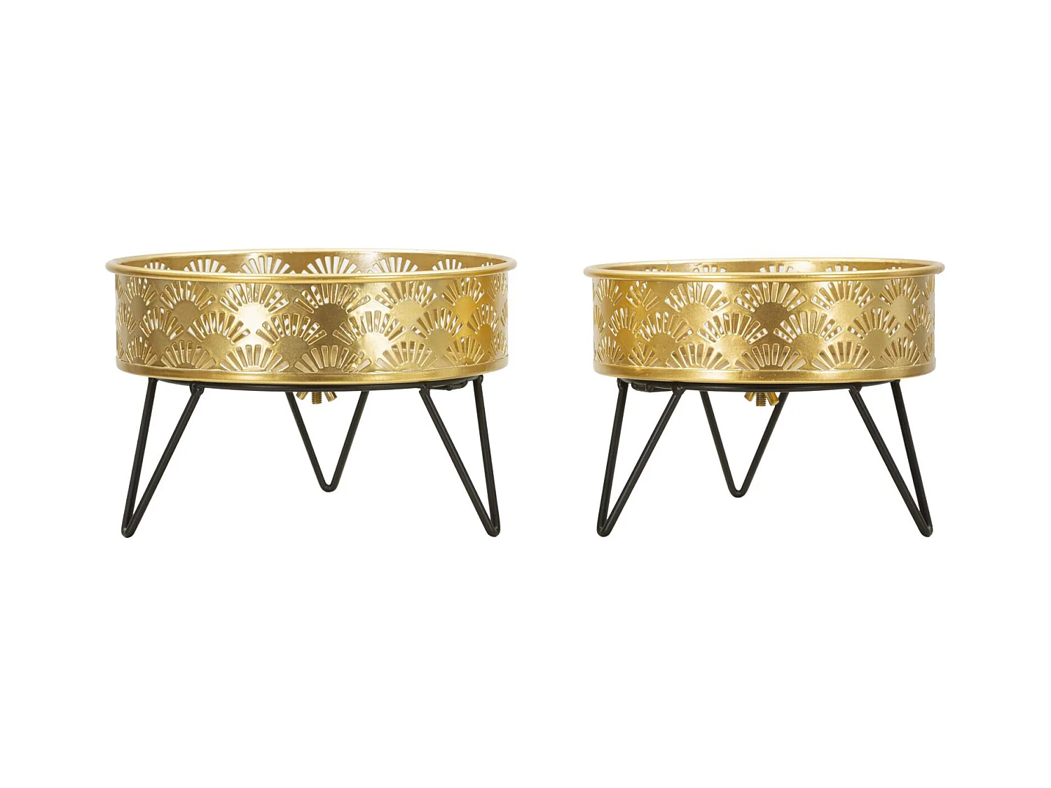 Set van 2 Plantenpotten MF409, Goud, 20,5x20,5x13 cm, Epikasa