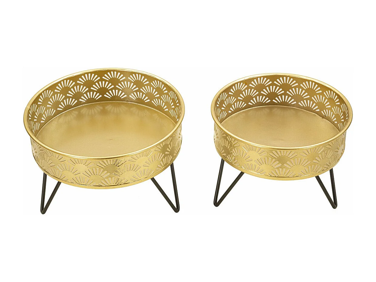 Lot de 2 Cache Pots MF409, Or, 20,5x20,5x13 cm, Seven Design