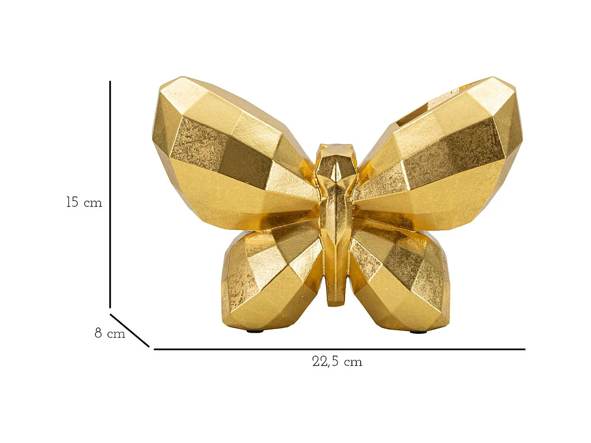 Vase Décoratif Papillon 3, Or, 22,5x8x15 cm, Seven Design