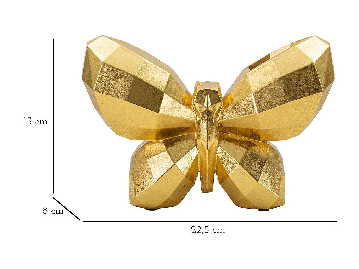 Wazon Dekoracyjny Motyl 3, Złoto, 22,5x8x15 cm, Epikasa
